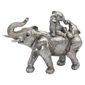 Silver Elephant & Baby Calves Reflections Ornament