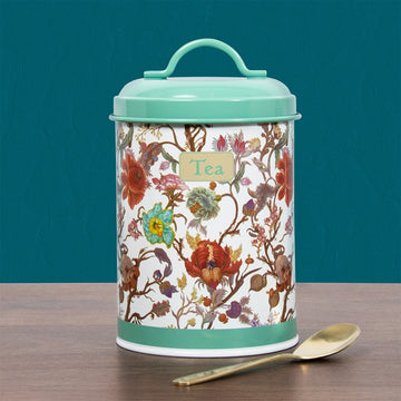 3-pc Anthina Coffee, Sugar & Tea Tin Canister - Floral Mint Green