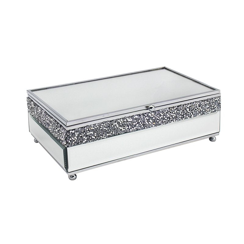 20cm Mirrored Crystal Jewellery Box