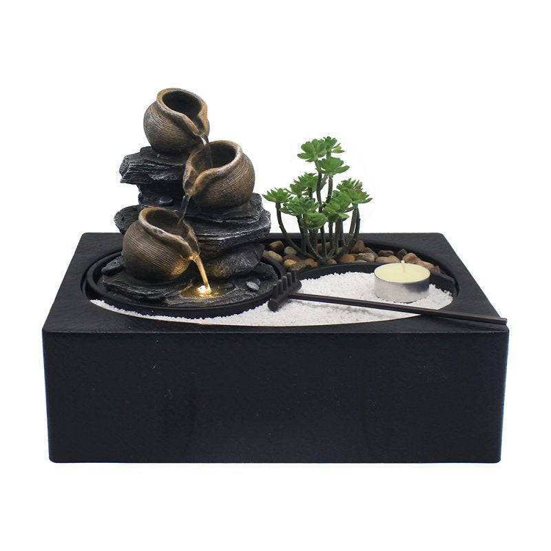 Indoor Polyresin Garden  Water Fountain Decor with LED
