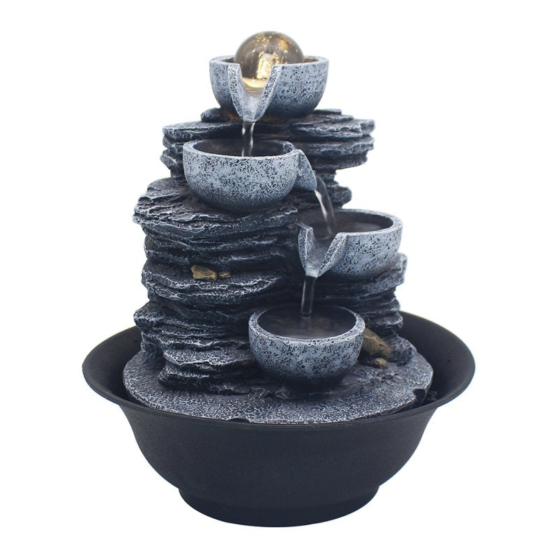 Indoor Polyresin Cascade Water Fountain Decor with LED