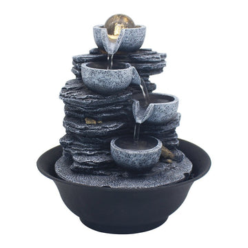 Indoor Polyresin Cascade Water Fountain Decor with LED