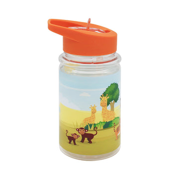 Orange Zoo Animals Kids Water Drinking Bottle 18oz