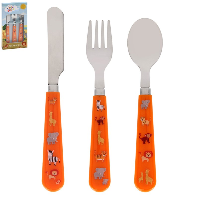 Orange Zoo Animals Cutlery Set for Kids