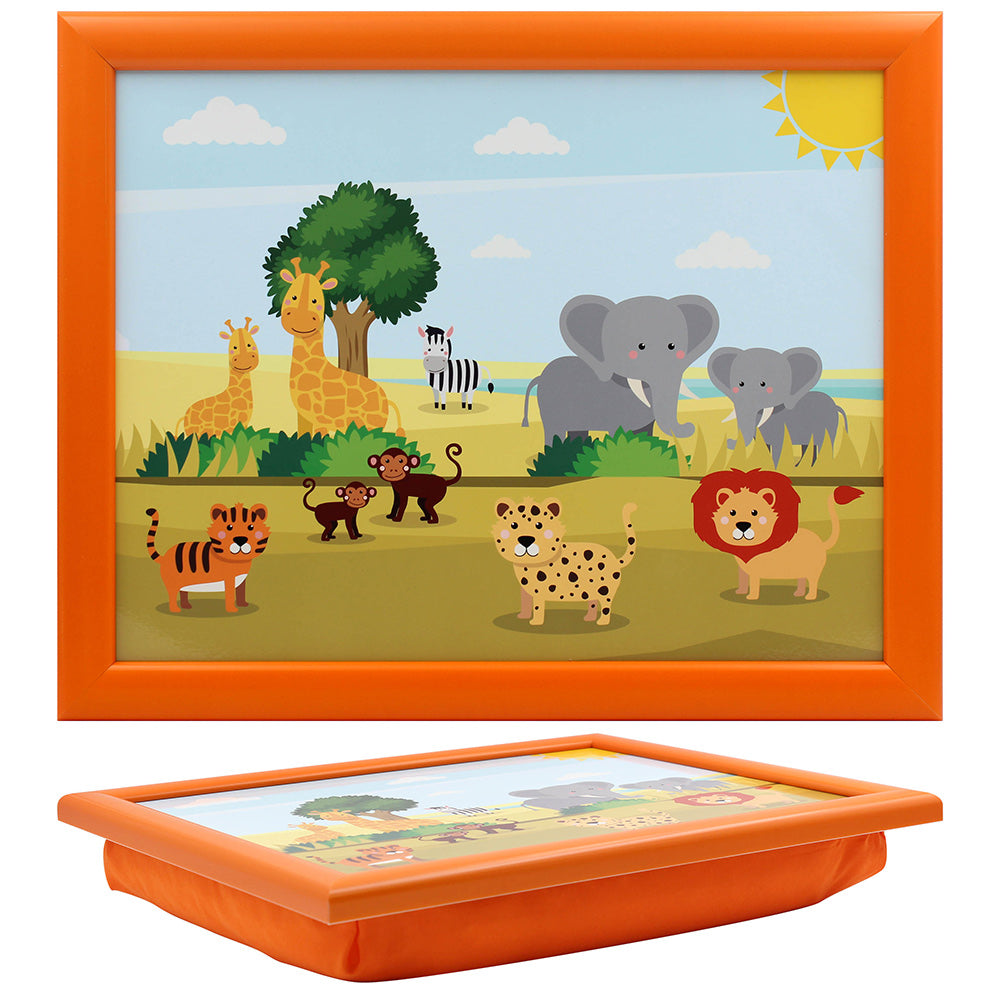 Orange Zoo Animals Kids Cushioned Laptray