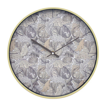 William Morris Acanthus Floral Grey  Wall Clock