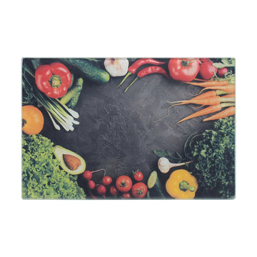 30x20cm Veggie Tempered Glass Cutting Board