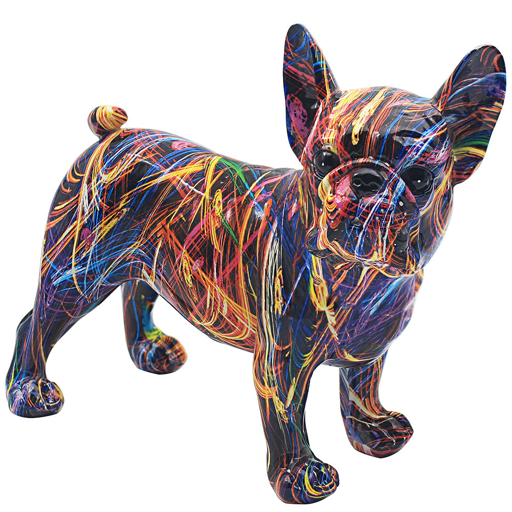 Black Supernova French Bulldog Splash Animal Figurine