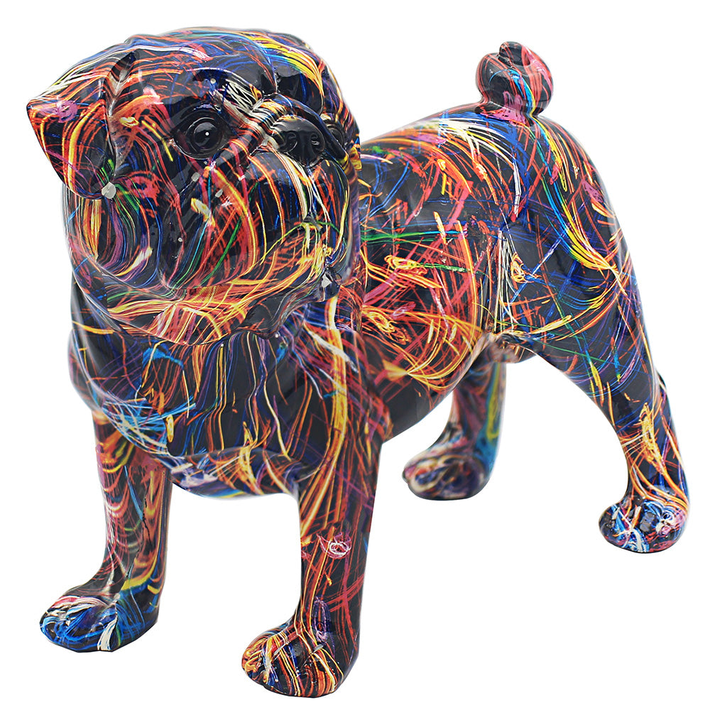 Black Supernova Pug Splash Animal Figurine