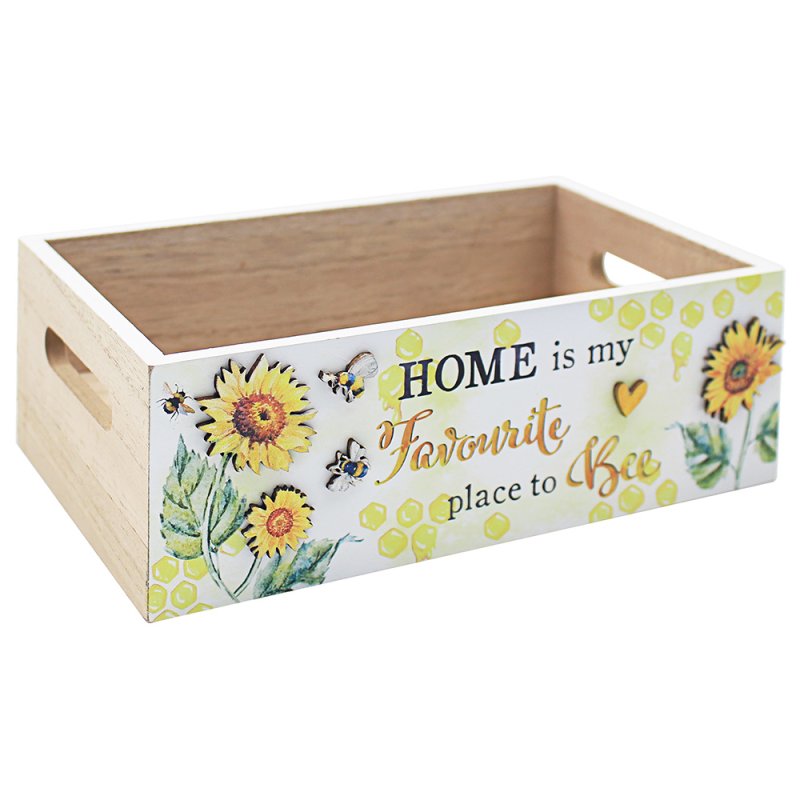 Bee Happy Sunflower Wooden Eggs Holder Rack