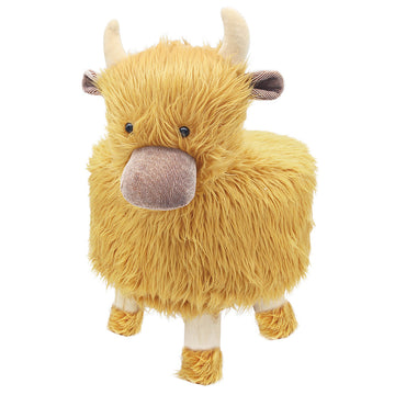 Highland Cow Animal Pouffe Wooden Stool Kids Chair