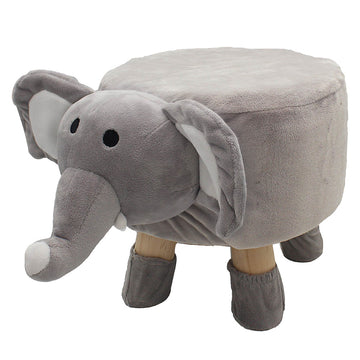 Elephant Animal Pouffe Wooden Stool Kids Chair