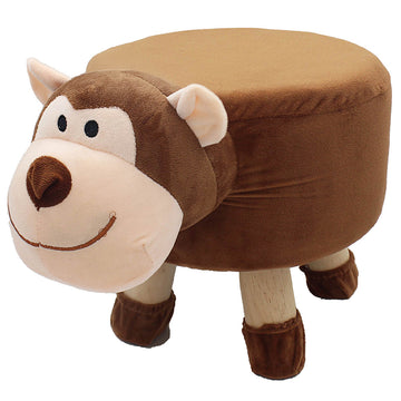 Monkey Animal Pouffe Wooden Stool Kids Chair
