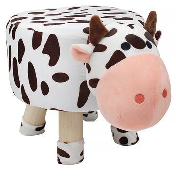 Cow Animal Pouffe Wooden Stool Kids Chair