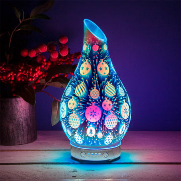 3D Prism Light Effect Color Changing Humidifier With 4 10ml Scented Oils Mist