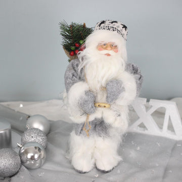 12Inch Standing Grey Santa Claus Figurine Ornament Christmas