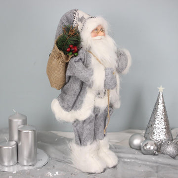 18Inch Standing Grey Santa Claus Gifts Ornament Christmas