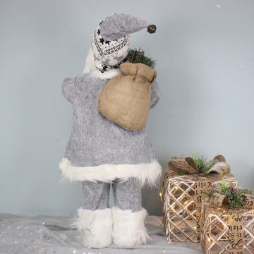 24Inch Standing Grey Santa Claus Figurine Ornament Christmas