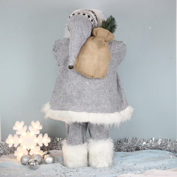 32Inch Standing Grey Santa Claus Figurine Ornament Christmas
