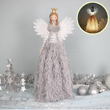 50cm Standing Angel Grey LED Christmas Decoration Ornament