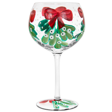 Gin Copa Balloon Glass Mistletoe and Bow Christmas Theme