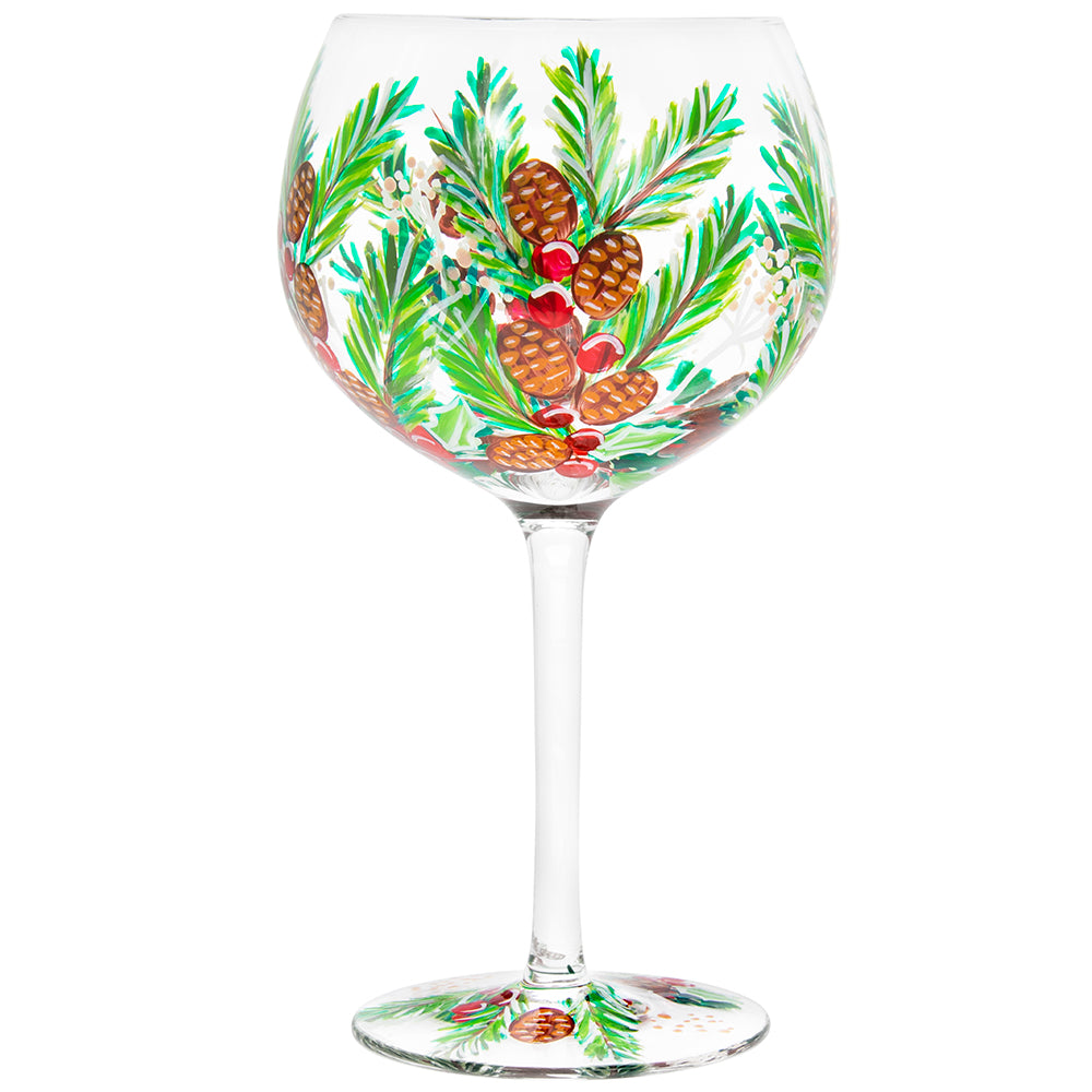 Gin Copa Balloon Glass Fir and Pinecone Christmas Theme