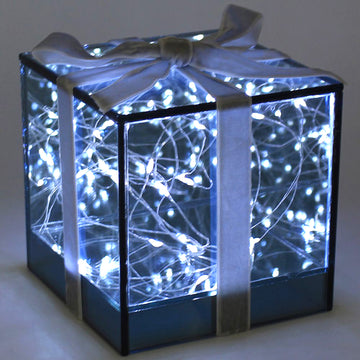 Blue Christmas LED Box Decoration - Battery Powered