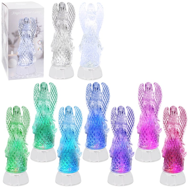 Angel Glitter Lamp Crystal Light Ornament Colour Changing