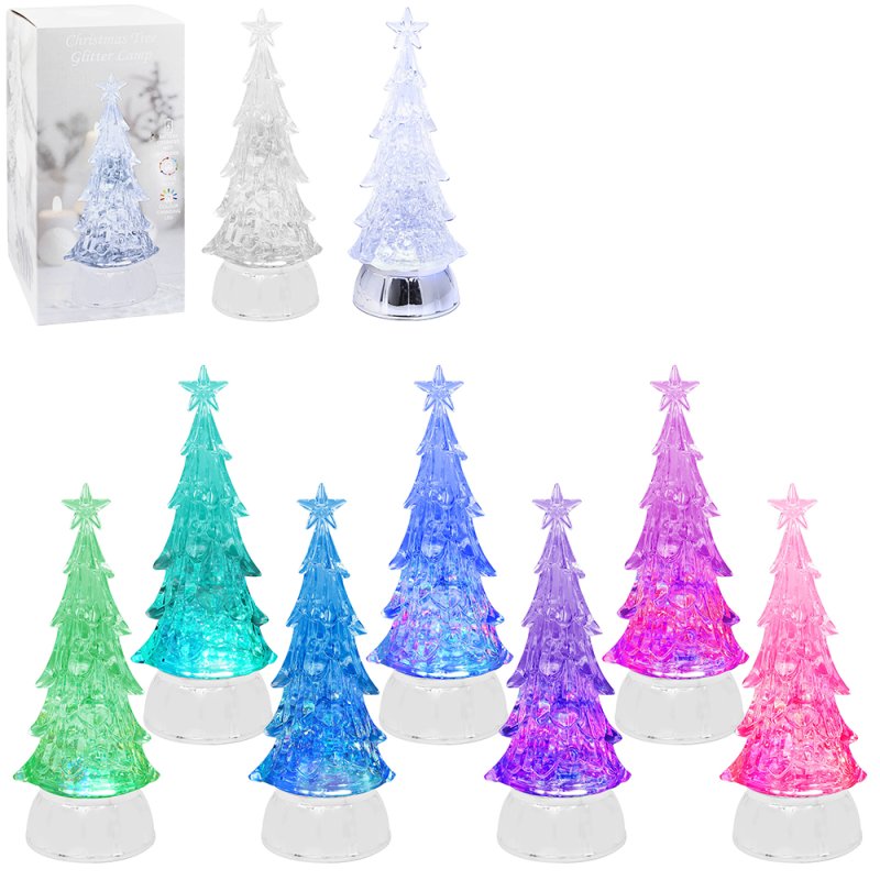 Christmas Tree Glitter Water Lamp Light Colour Changing