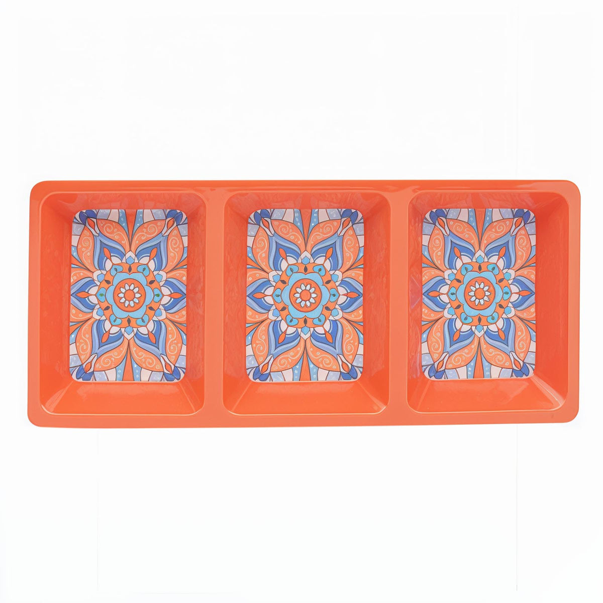 34cm Orange Mediterranean Tuscany Three Section Dish Tray