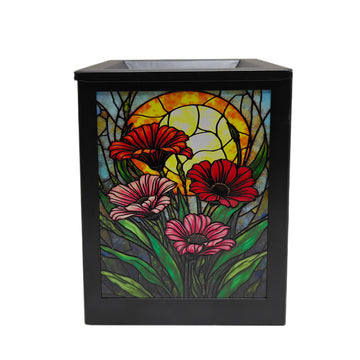 Flowers Electric Wax Melt Burner Stained Glass Style Aroma Lamp