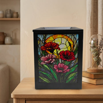 Flowers Electric Wax Melt Burner Stained Glass Style Aroma Lamp