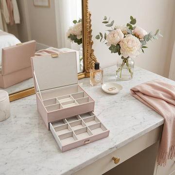 Pink Jewellery Box with Drawer Ring