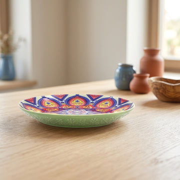 8.5" Green Ceramic Tuscany Bohemian Plate