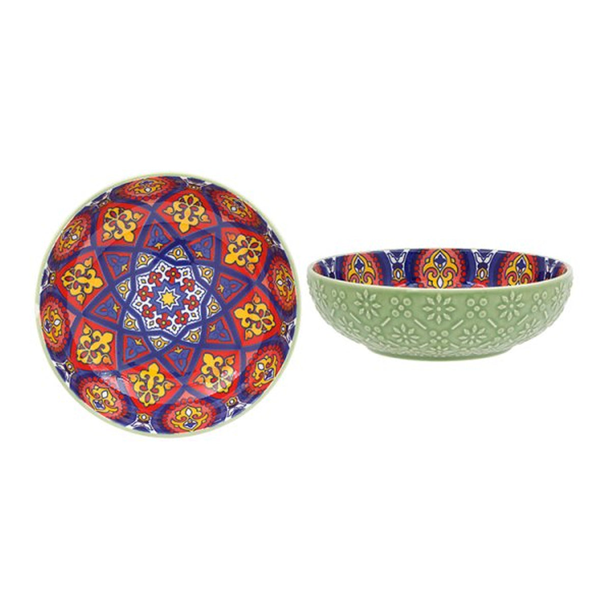 14.5cm Green Floral Pattern Ceramic Tuscany Bowl