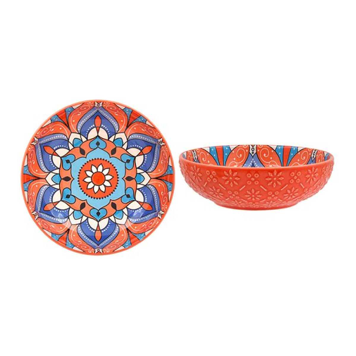 14.5cm Orange Floral Pattern Ceramic Tuscany Bowl