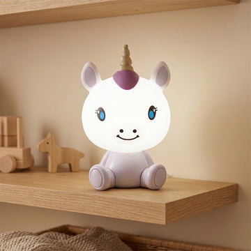 Unicorn Shaped White Night Light Touch Switch Cute Kids Bed Lamp
