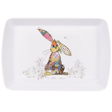 Rectangle Melamine Bug Art Binky Bunny Serving Tray