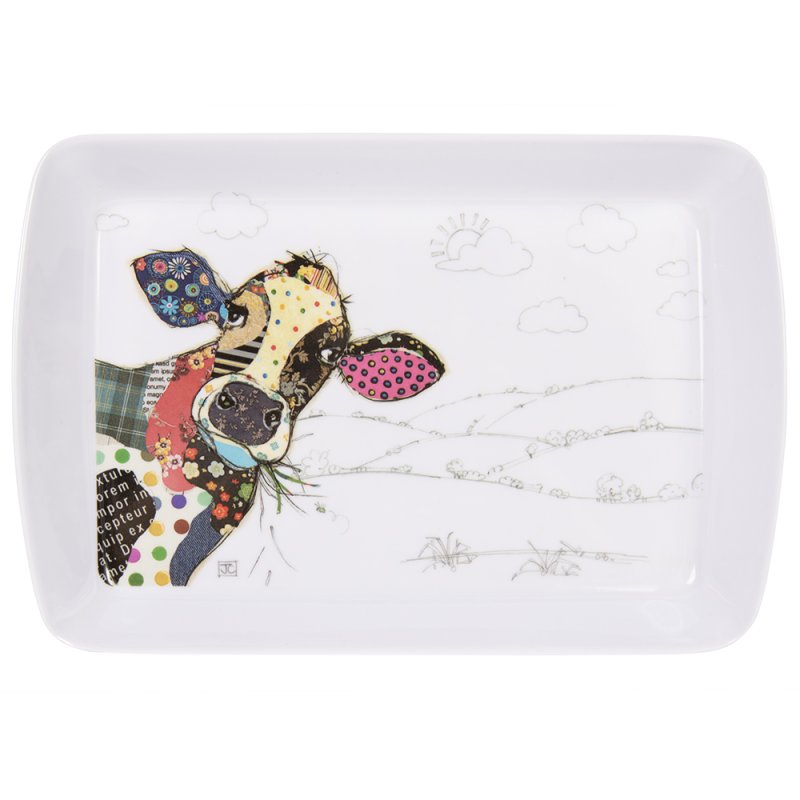 Rectangle Melamine Bug Art Connie Cow Serving Tray