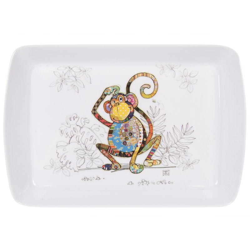Rectangle Melamine Bug Art Monty Monkey Serving Tray