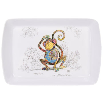 Rectangle Melamine Bug Art Monty Monkey Serving Tray