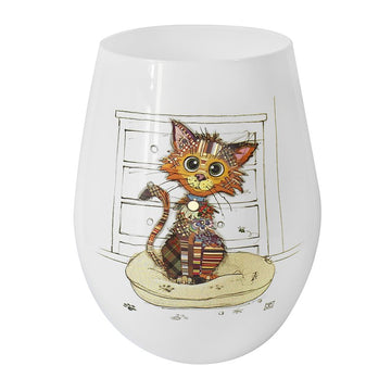 Stemless Gin Glass Bug Art Kimba Kitten Cup 580ml