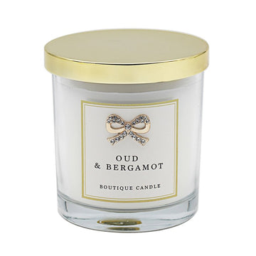 Oud & Bergamot Glass Cup Boutique Scented Candle