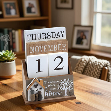 There's No Place Like Home Wooden Perpetual Desk Calendar