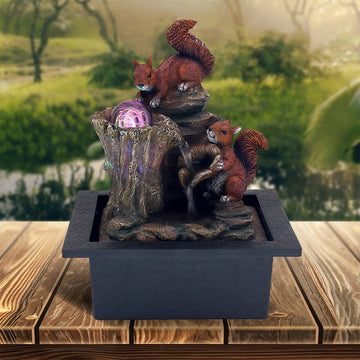 Squirrel LED Lights Indoor Water Fountain