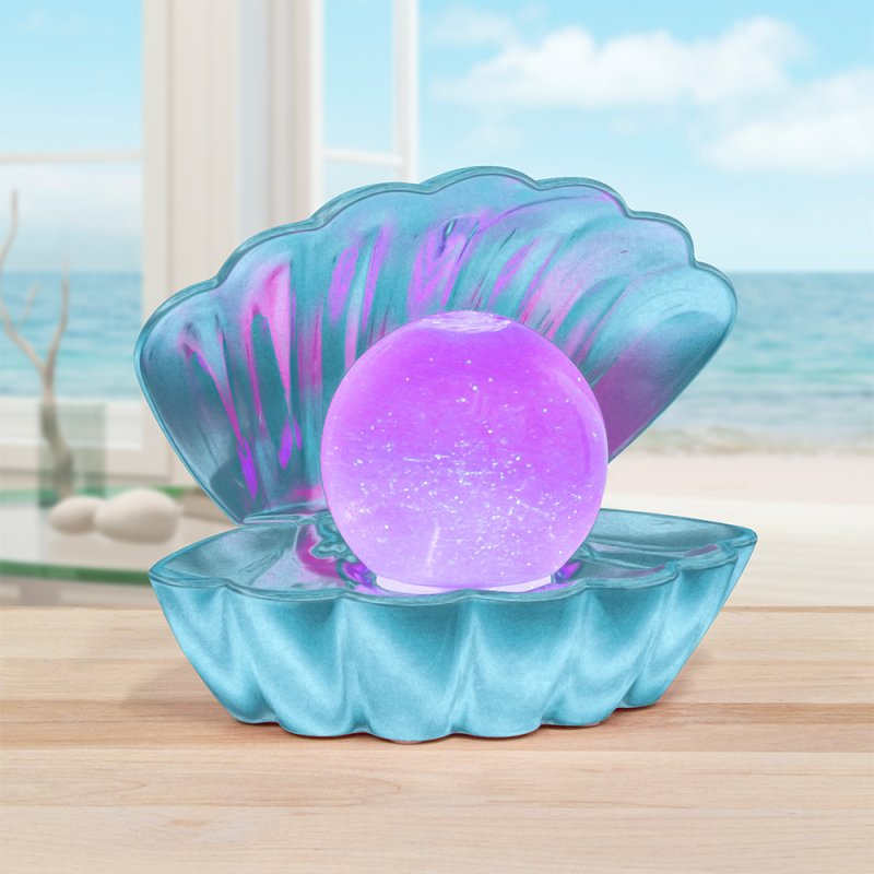 Metallic Aqua Clam Shell LED Night Light Colour Changing