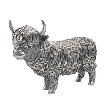 Silver Resin Cow Figurine