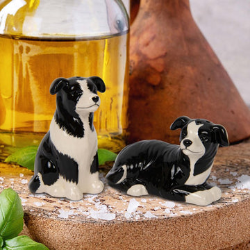Collie Dog Shaped Ceramic Salt & Pepper Shaker Set