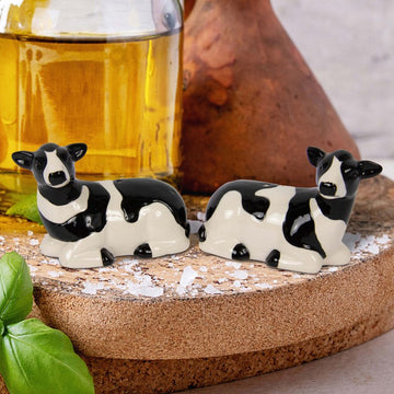 Cow Shaped Ceramic Salt & Pepper Shaker Set