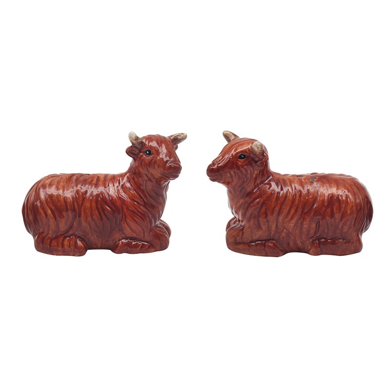 Ceramic Highland Cow Design Salt & Pepper Shakers
